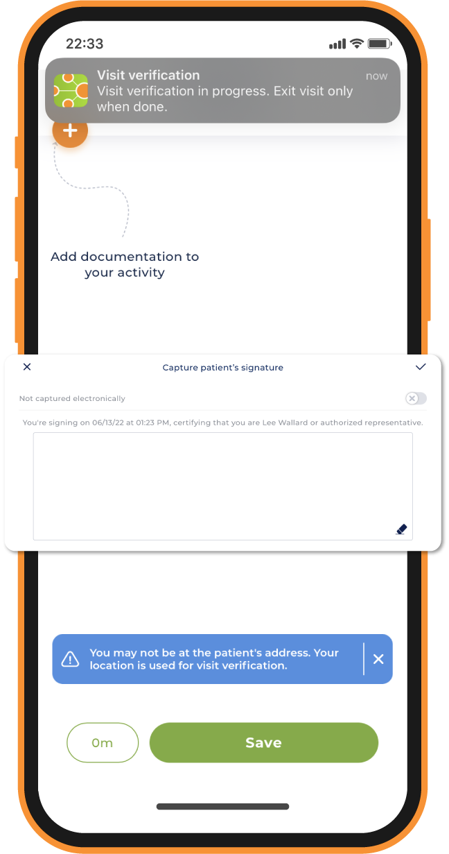 Screenshot of therapyBOSS 2 visit verification